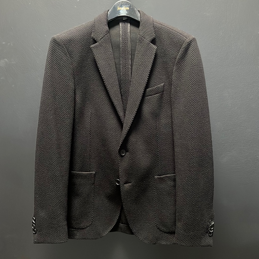 Hugo Boss Unstructured Black Textured Blazer